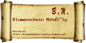 Blumenschein Mihály névjegykártya